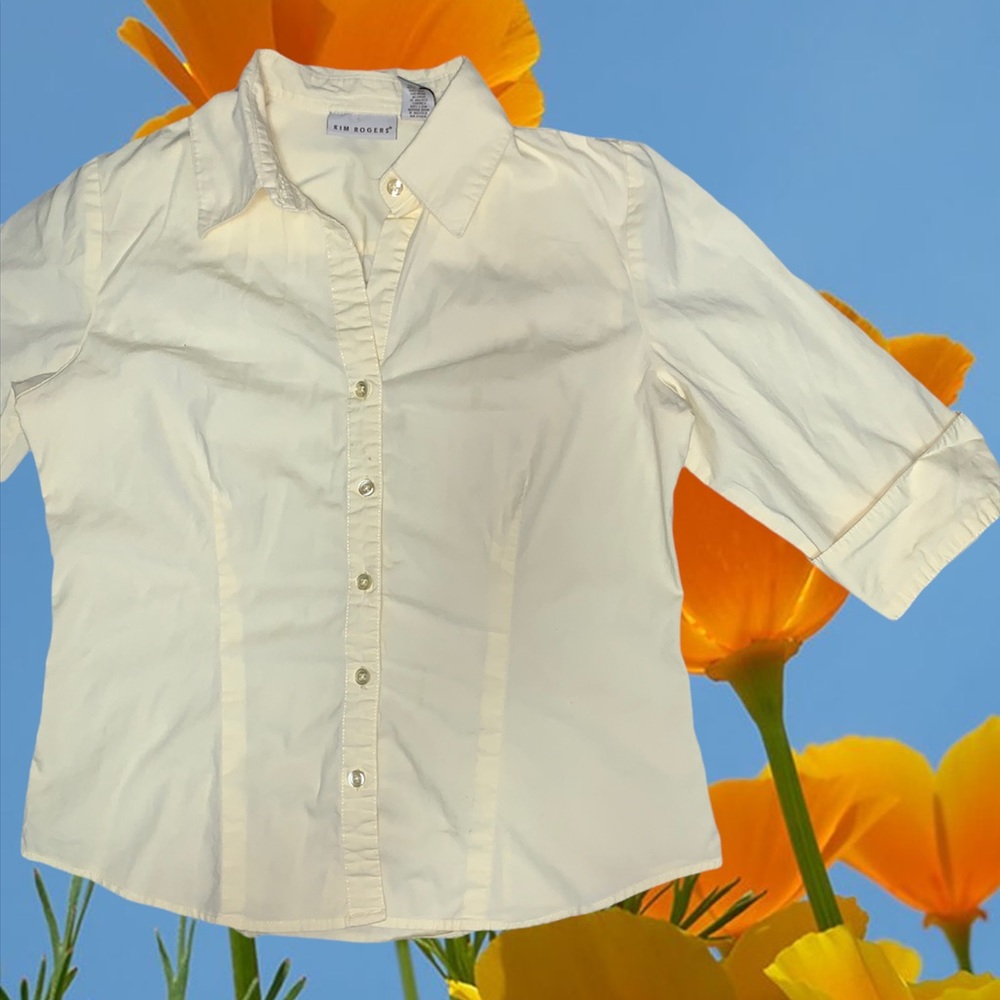 Kim Rogers Yellow Button Up Mid Sleeve Shirt